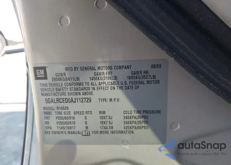 2010 Buick Enclave 2Xl z USA, uszkodzony, nr VIN 5GALRCED0AJ112729